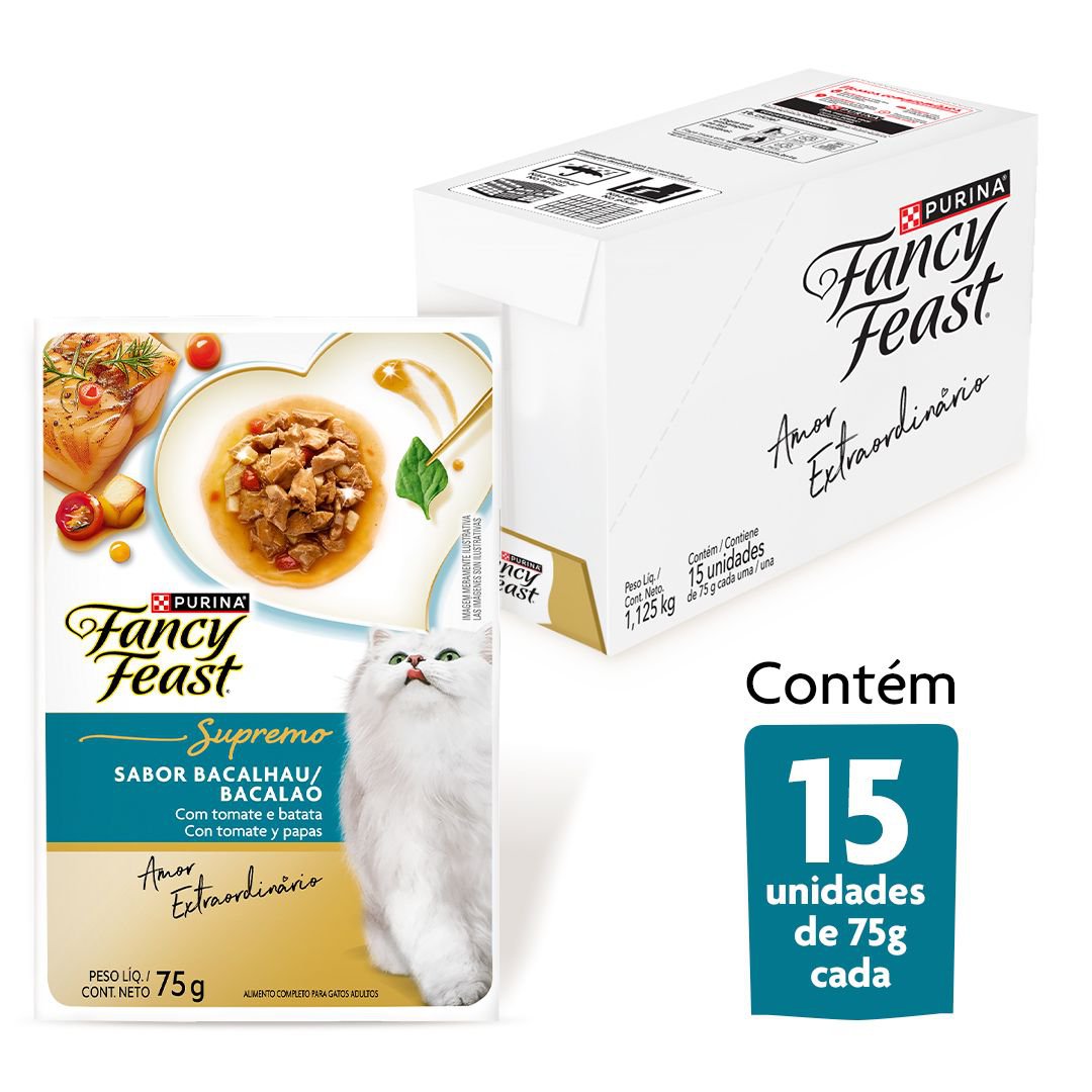 Racao Umida Purina® Fancy Feast® Supremo Bacalhau Para Gatos Adultos 75G - 15 Un