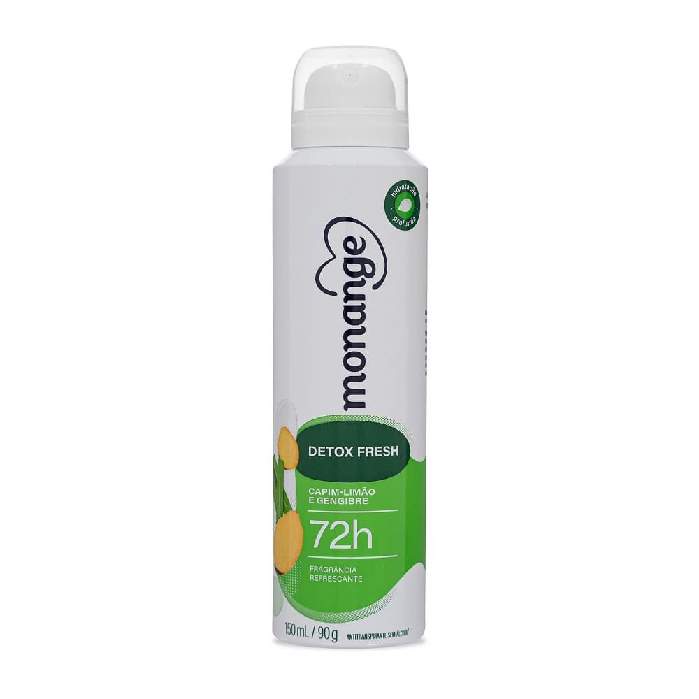 Desodorante Aerossol Antitranspirante Monange Feminino Detox Fresh 150Ml