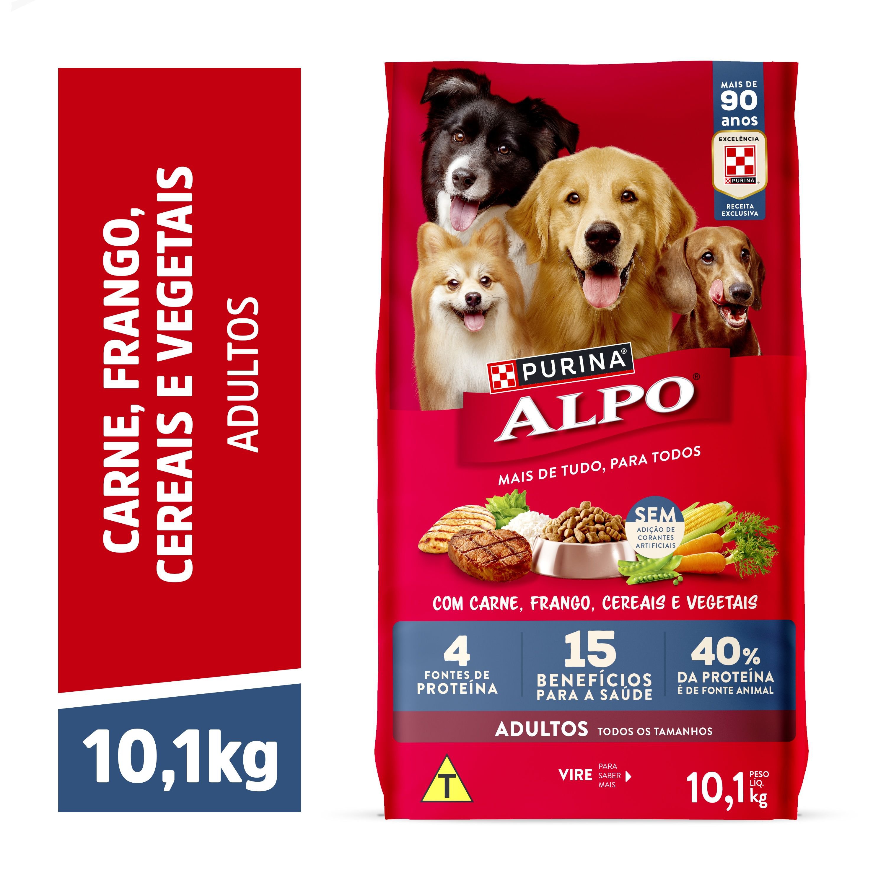 Racao Seca Purina® Alpo® Para Caes Adultos Carne, Frango, Cereais, Vegetais E Leite 10,1Kg