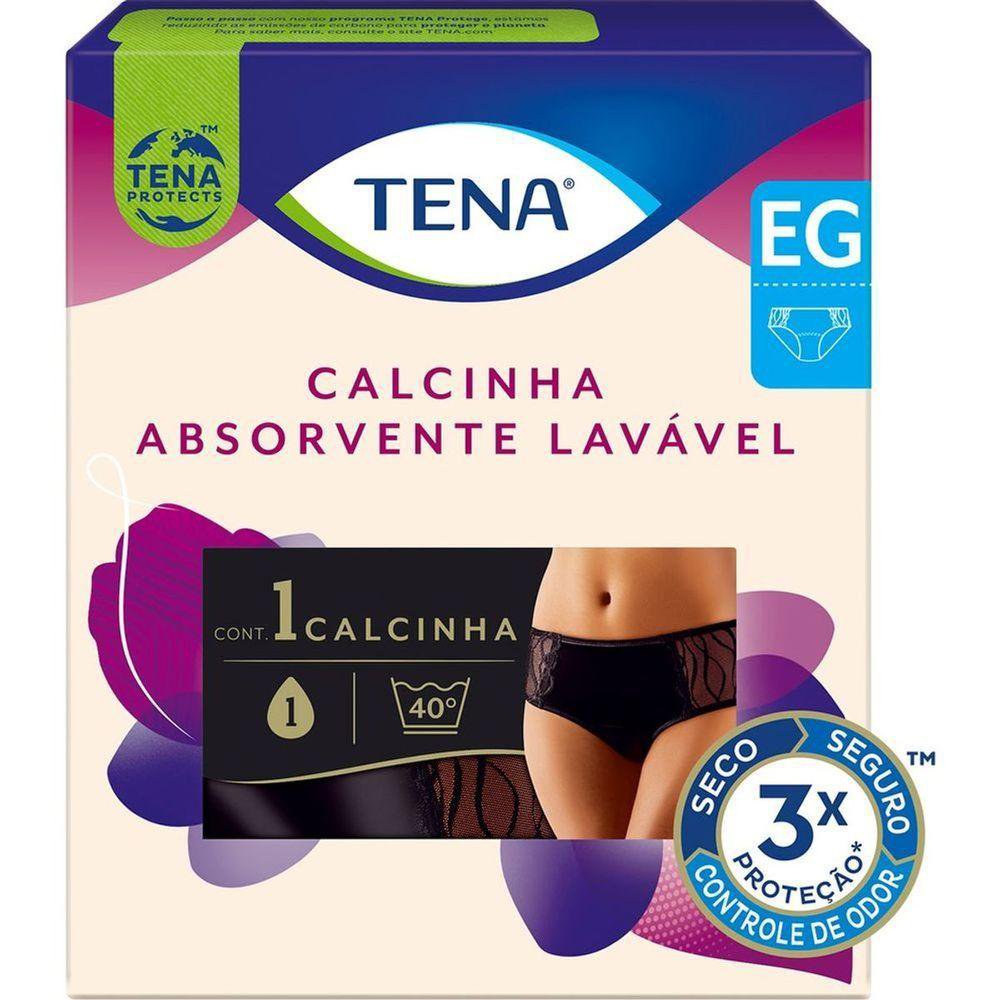 Calcinha Absorvente Lavavel Tena Preta Eg