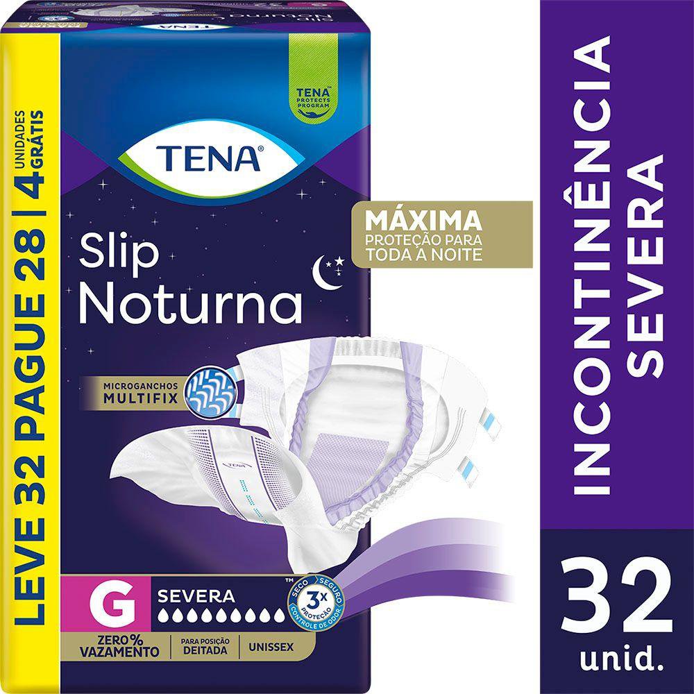 Fralda Adulto Tena Slip Noturna G Leve 32 Pague 28 Un