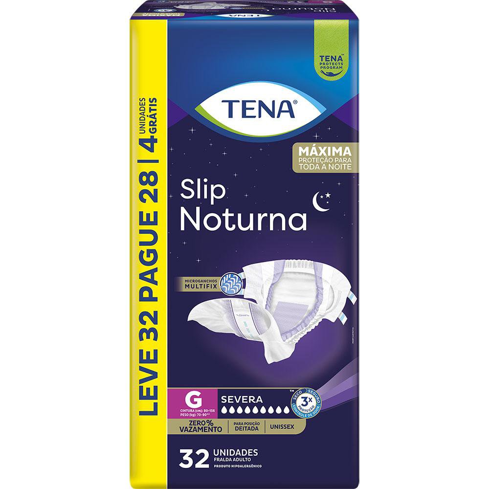 Fralda Adulto Tena Slip Noturna G Leve 32 Pague 28 Un