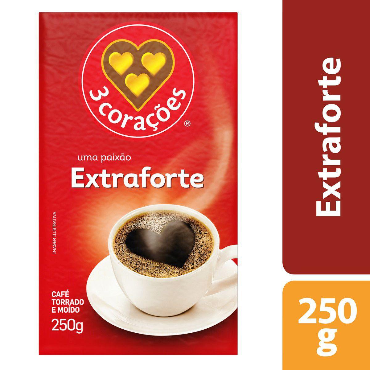 Cafe Torrado E Moido A Vacuo Extraforte 3 Coracoes Pacote 250G
