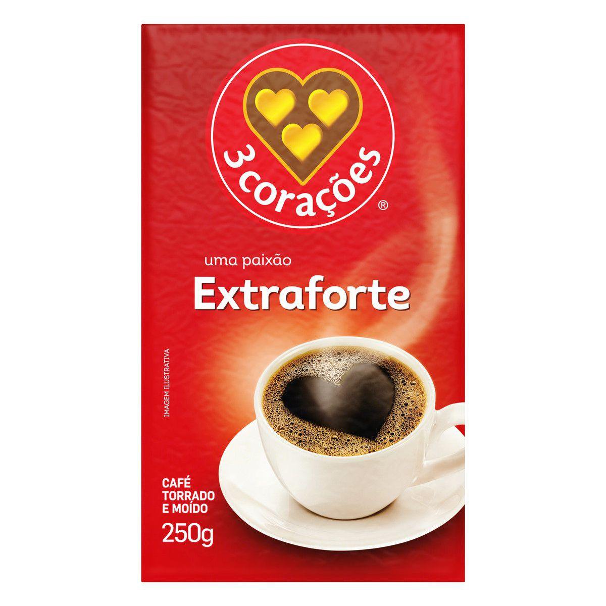 Cafe Torrado E Moido A Vacuo Extraforte 3 Coracoes Pacote 250G