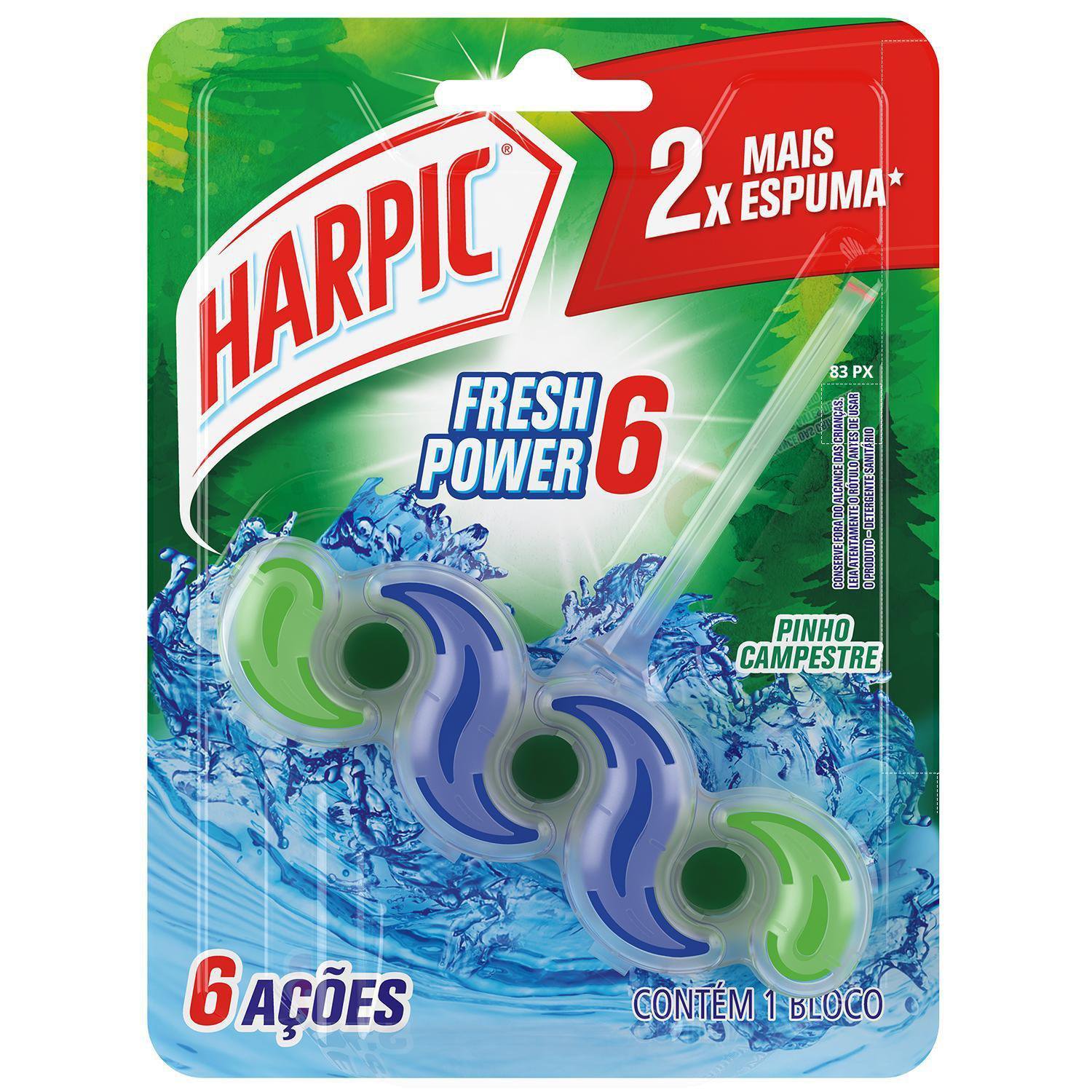 Harpic Fresh Power 6 Desodorizador Sanitario Em Bloco Pinho