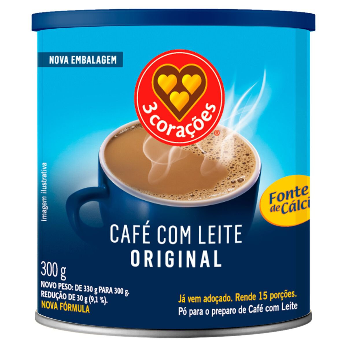 Cafe C/ Leite Soluvel 3 Coracoes Lata 300G