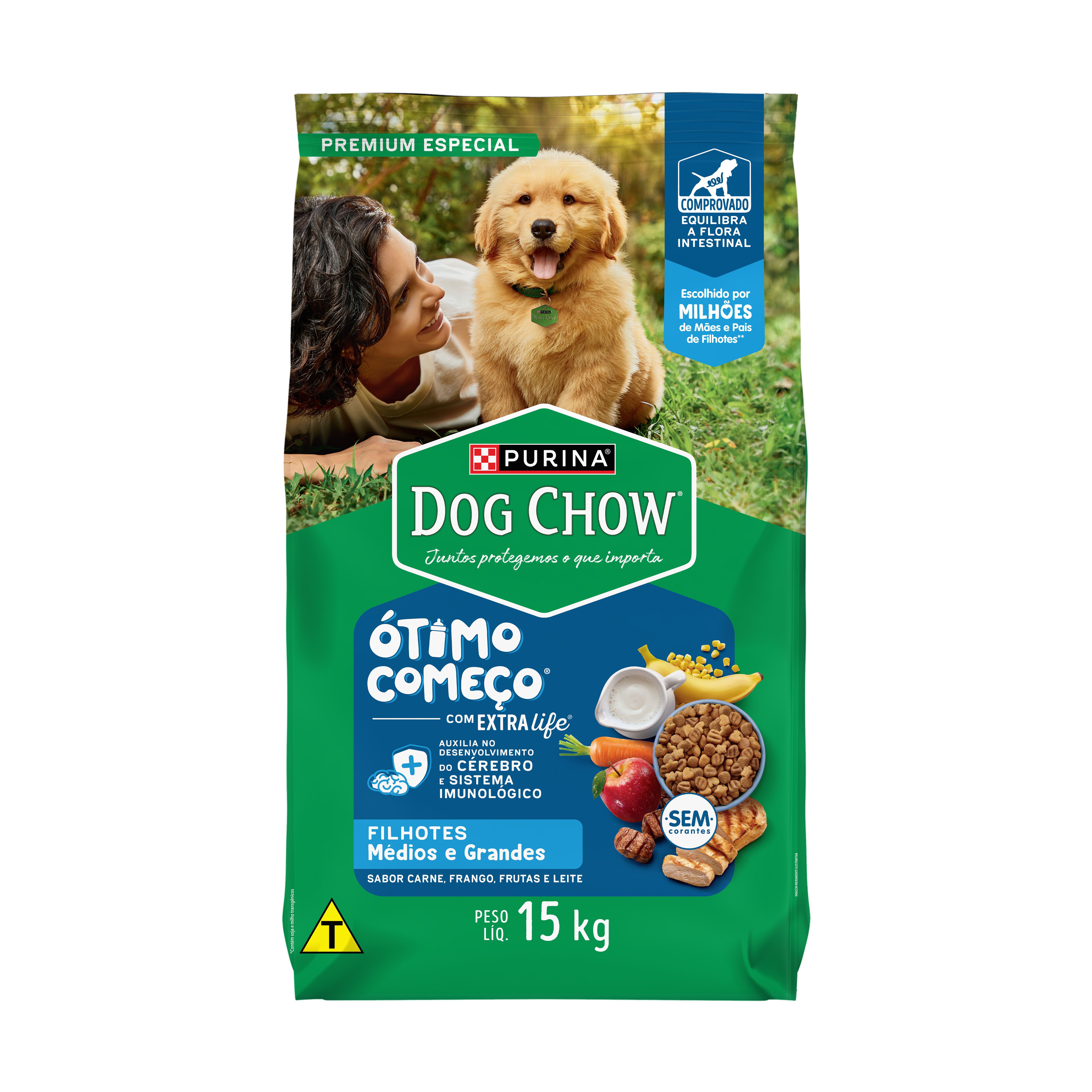 Racao Seca Purina® Dog Chow® Otimo Comeco® Para Caes Filhotes Medios & Grandes Carne, Frango & Arroz 15Kg