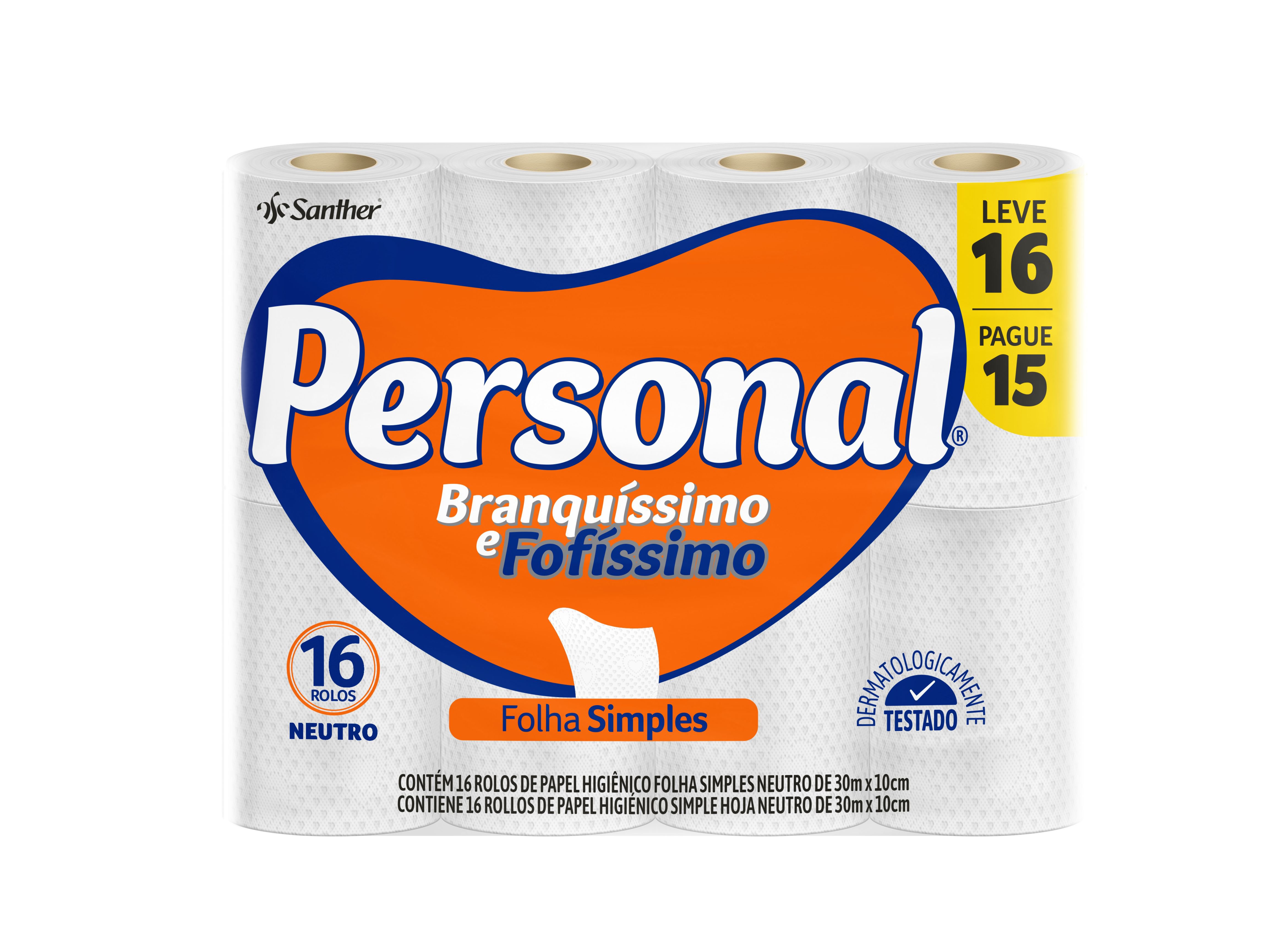 Papel Higienico Personal Branquissimo E Fofissimo Folha Simples Leve 16 Pague 15 Rolos 30 M