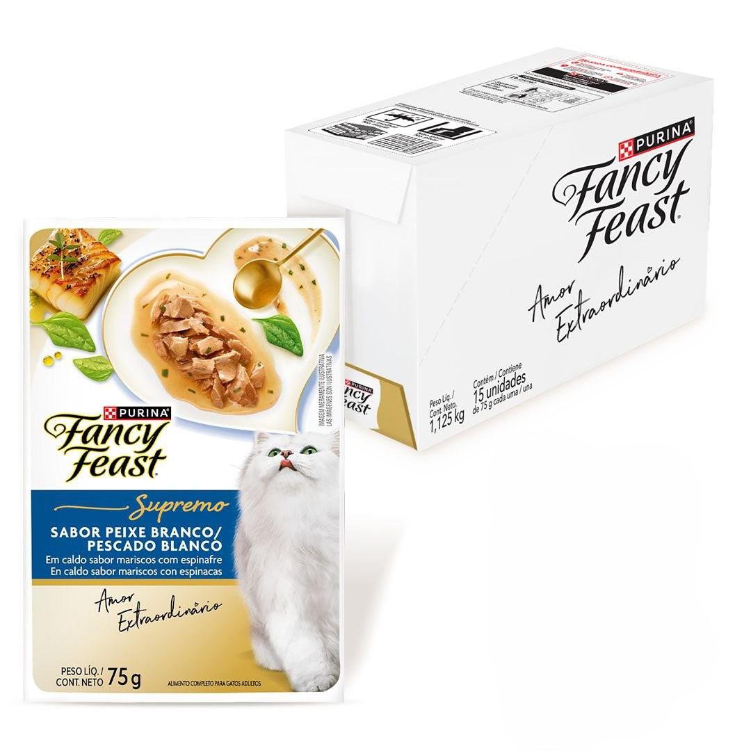 Racao Umida Purina® Fancy Feast® Supremo Peixe Branco Para Gatos Adultos 75G - 15 Un
