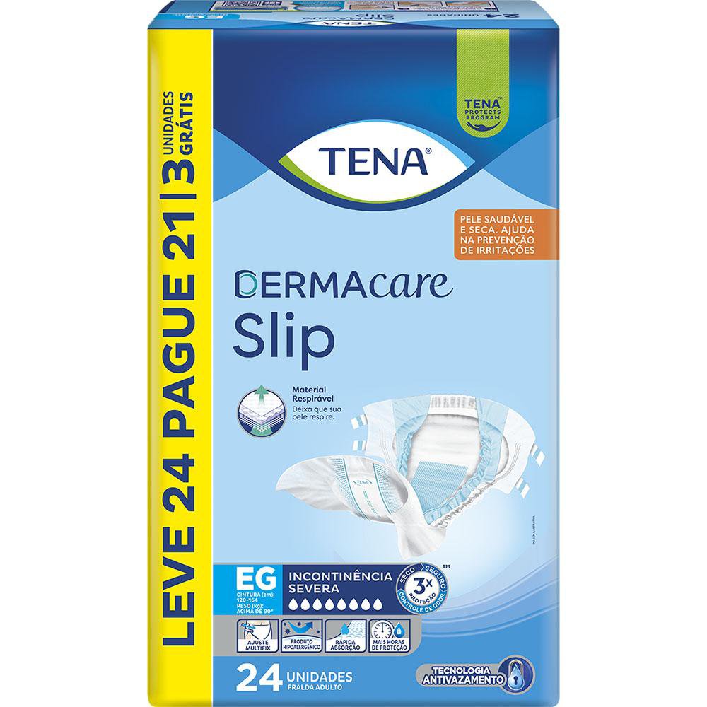 Fralda Adulto Tena Slip Dermacare Eg Leve 24 Pague 21 Un
