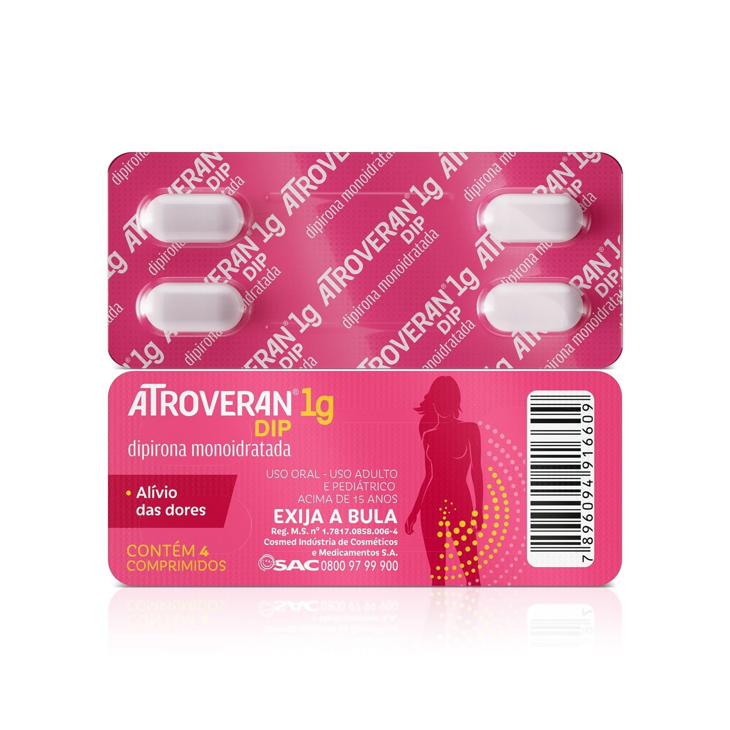 Analgesico Atroveran Dip 1G 4 Comprimidos