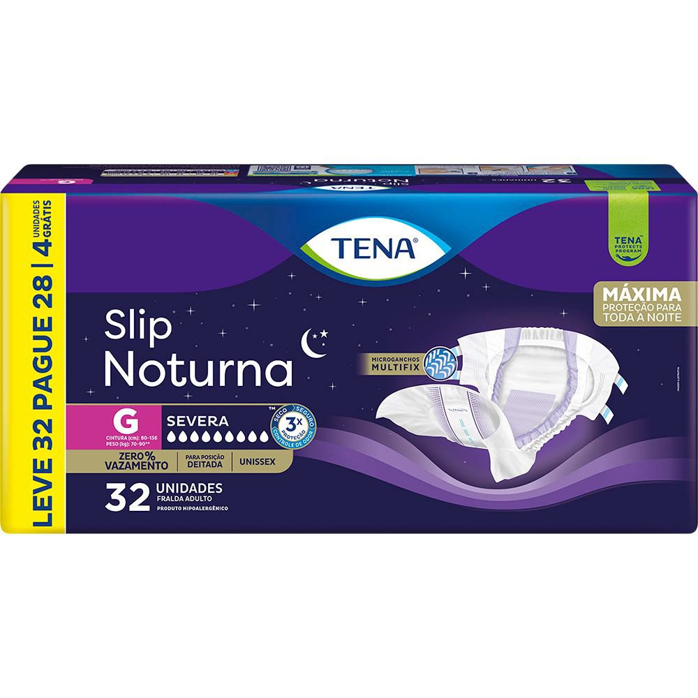 Fralda Adulto Tena Slip Noturna G Leve 32 Pague 28 Un