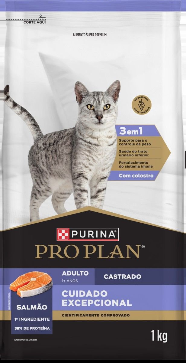 Racao Seca Purina Pro Plan Cuidado Excepcional Para Gatos Castrados Sabor Salmao 1Kg  🔥🔥