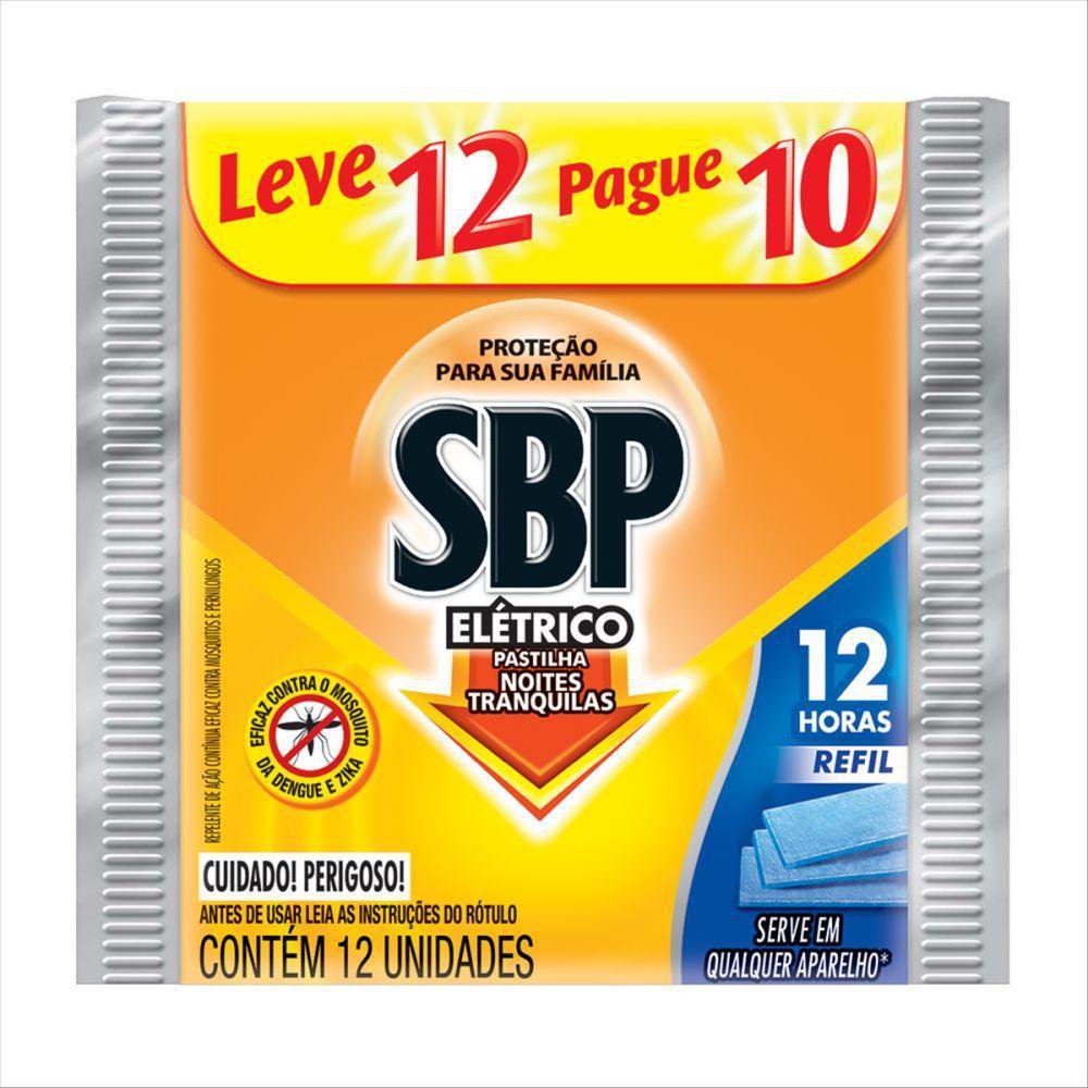 Sbp Repelente Eletrico Pastilha Refil 12 Horas Leve 12 Un Pague 10