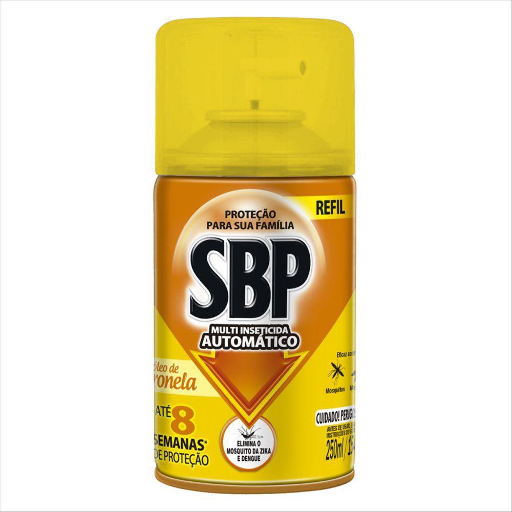 Sbp Multi Inseticida Automatico Oleo Citronela Refil 250Ml - Duracao Ate 8 Semanas