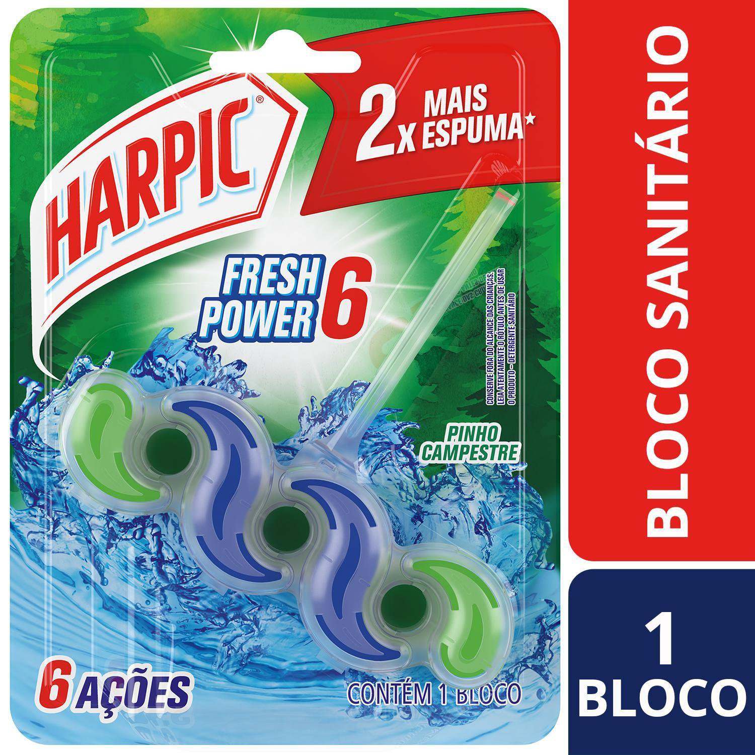 Harpic Fresh Power 6 Desodorizador Sanitario Em Bloco Pinho