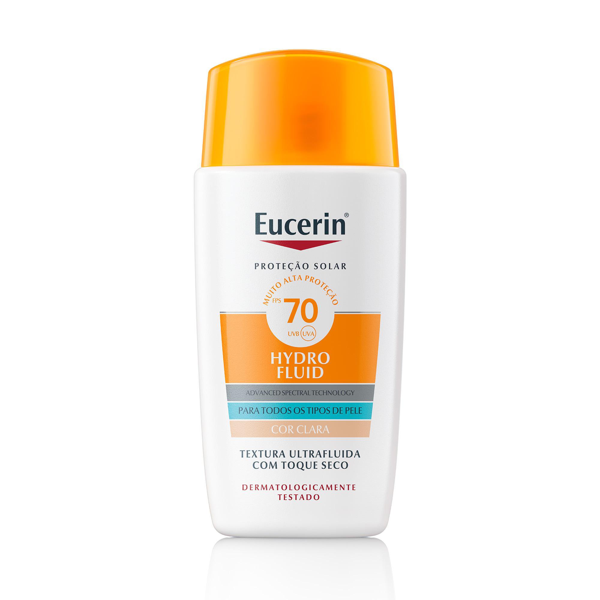 Eucerin Sun Protetor Solar Facial Hydro Fluid Cor Clara Fps 70 50Ml