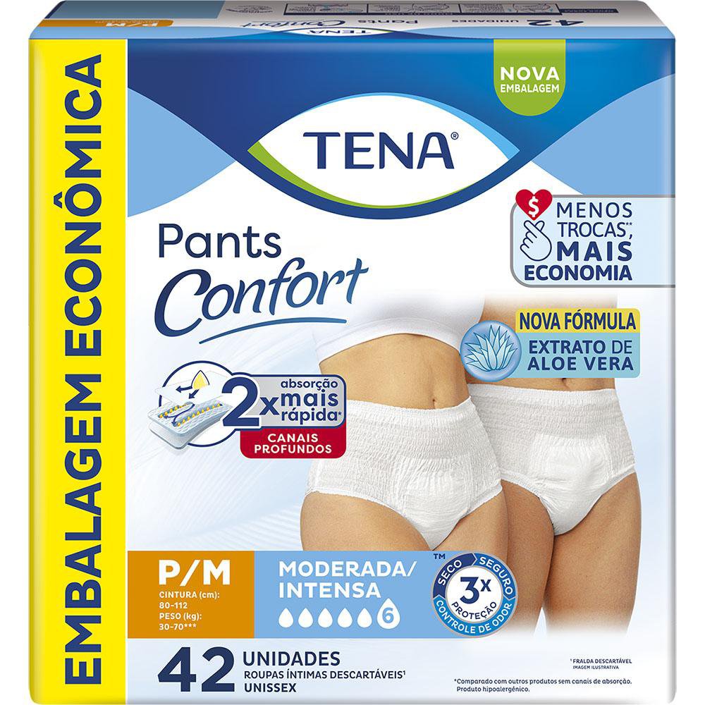 Roupa Intima Descartavel Tena Pants Confort P/M 42 Un